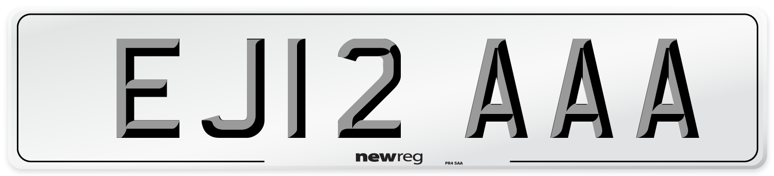 EJ12 AAA Number Plate from New Reg